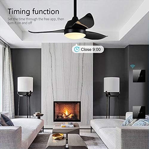 WiFi Smart Wall Ventilador de techo Panel de vidrio Interruptor tctil TuyaSmart Life APP Control remoto Funcin de temporizador de control de velocidad Compatible con Alexa Google Home