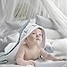 Eosette Hooded Baby Towel with Washcloth Mitt, 100% Organic Cotton –White Baby Bath Towel Set for Kids, Girls, Boys, Infant to Toddler –Baby Shower Gift