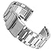 Hstrap Silver/Black Stainless Steel Watch Bands Brushed Finish Watch Strap 18mm/20mm/22mm/24mm Double Buckle Bracelet