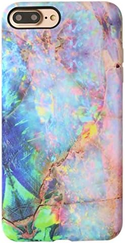 Iphone 7 Plus Marble Case, Cute Blue Green Stone Matte Flexible Soft Tpu Rubber Cover Case for Iphone 7 Plus 5.5" ( Blue Marble )