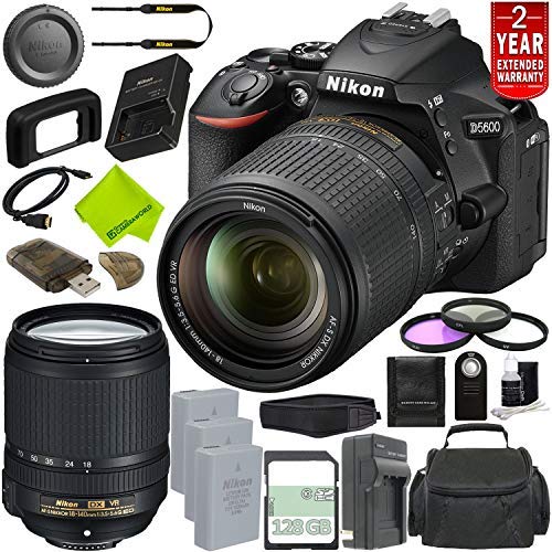 Nikon D5600 DSLR Camera with 18-140mm Lens (Black) 1577 + EN-EL14A Rechargeable Li-Ion Battery + External Rapid Charger + Sony 128GB UHS-I SDXC Memory Card (Class 10) Bundle