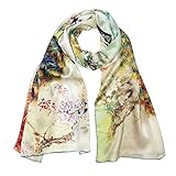 Wrapables Luxurious 100% Charmeuse Silk Long Scarf with Hand Rolled Edges, Peacock