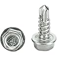 Chenango Supply Stainless N.8 x 1/2inches Hex Washer Head Self Drilling Sheet Metal Tek Screws with Drill Point,(1/2inches to 1-1/2inches Length in Listing) 100 Pieces (N.8 x 1/2)