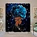 ALFALFA Afro African American Black Girl Shower Curtain Rock Watercolor Afro Hair Girl Lady Hip Pop Bathroom Decor with Hooks, Waterproof Fabric, 72