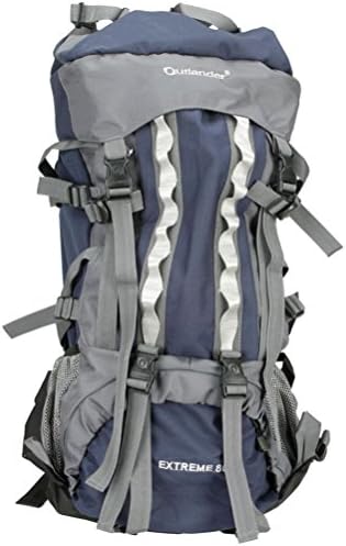 80L Professional Backpack Shoulders Bag Camping Hiking External Frame Blue#C4094