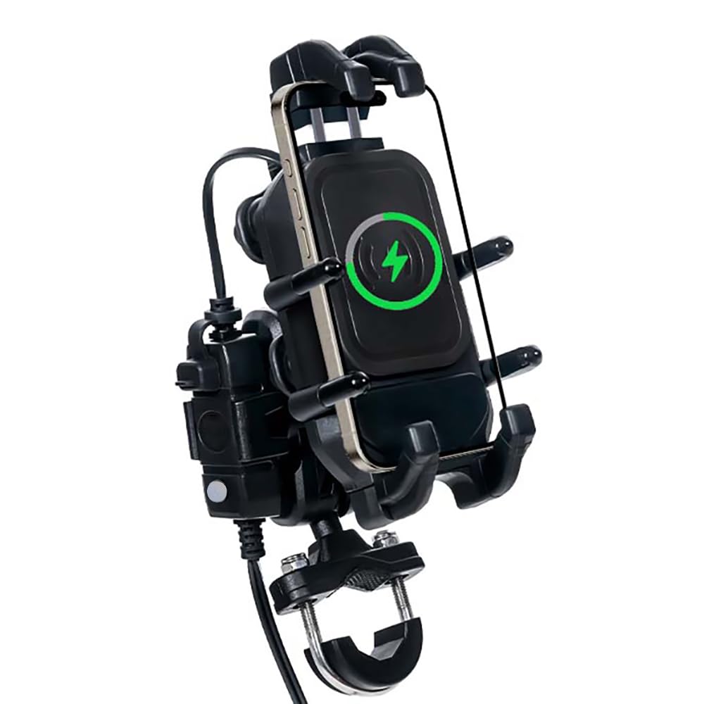 Photo 1 of X-Energy Motorcycle Phone Mount Holder with Charger Waterproof Handlebar 15W Wireless&PD USBC QC3.0 Fast Charging Port with Vibration Dampener Anti Shake for Motorcycle Fit 4.7''-7.2''Cell Phone