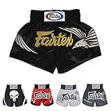 Fairtex Muay Thai Boxing Shorts Red Black White Size S M L XL XXL (3L) (Eagle Black,L)