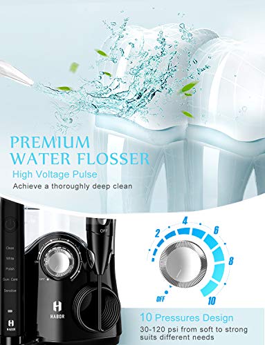 Habor Water Flosser 600ml Oral Irrigator & Electric Toothbrush with 7 Multifunctional Jet Tips & 2 toothbrush heads, 2 Min Timer Electric Dental Flosser, Quiet Design Family - Thumbnail 4