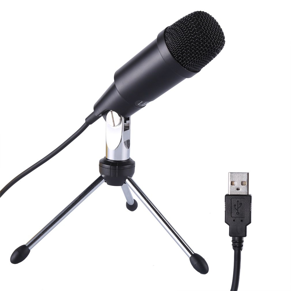 Wired Studio Condenser Microphone with Tripod USB Port Plug & Play