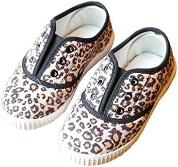 Toddler Girl Canvas Laceless Slip On Leopard Fashion Sneaker Casual Walking Shoe Size 22