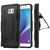 Galaxy Note 5 Case, ENGIVE Dual Layer Hybrid Armor Full Body Protective Case with Kickstand and Removable Holster Swivel Belt Clip for Samsung Galaxy Note 5 (Black)