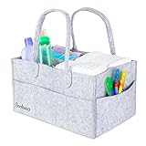 Baby Diaper Caddy By Bonbino - Luxury Portable Diaper Storage Caddy With Changeable Compartments. For Home, Car & Nursery Organizer For Diapers And Baby Wipes - Royal Grey Nursery Storage Bin