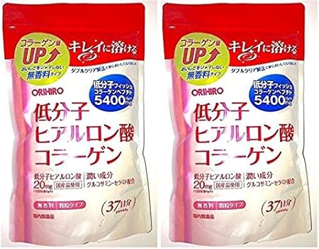 Amazon オリヒロ 低分子ヒアルロン酸 コラーゲン袋タイプ 225g 2袋 オリヒロプランデュ ヒアルロン酸