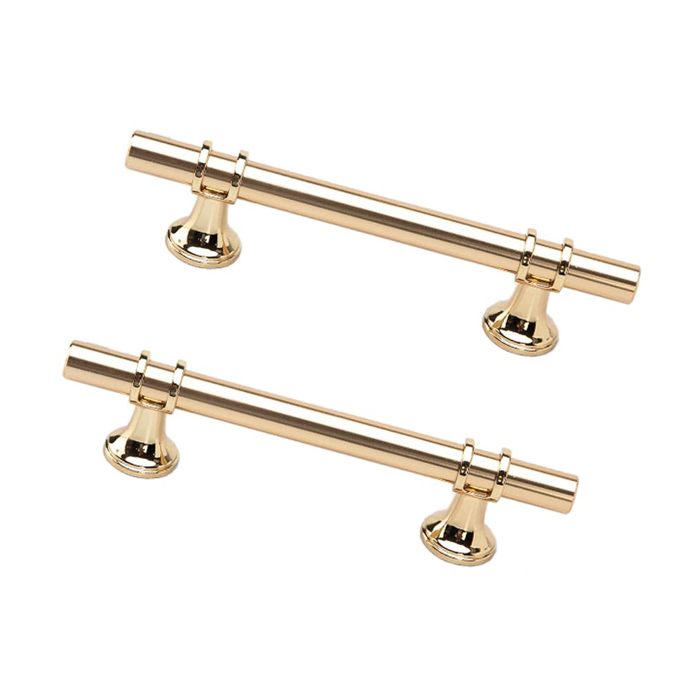 BOZONLI 2pcs Wardrobe Handles 96mm Cabinet Handles Cupboard Handles Drawer Handles Golden Zinc Alloy T Bar Furniture Door Pull Handles Knobs
