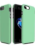 TOZO for iPhone 7 Plus / iPhone 8 Plus Case, ARMOR Series Football Pattern Texture Soft Touch Anti-Slip Grip [Shock Proof] Ultra Rugged Dual Layer Protect Case [Black+Green]