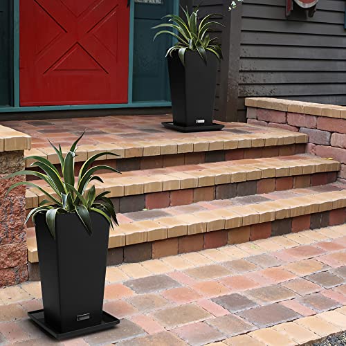 Elevens Set of 2 Tall Outdoor Planters 20 Inch, Large Planters for