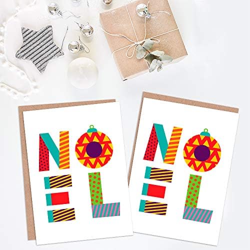 Wee Blue Coo Christmas Cards 6 Pack - Noel Patchwork Colourful Set Xmas Cards, 17.5 x 12.5 cm - Image 3