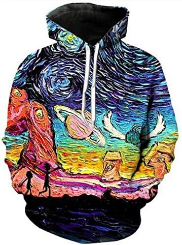 eiowhrfsedc hoodies Unisex 3D Printed Hooded Spring/Autumn Sweatshirt Rick and Morty Casual Pullovers (XL, W3)