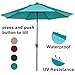 Abba Patio 9ft Patio Umbrella Outdoor Market Table Umbrella with Push Button Tilt and Crank for Garden, Lawn, Deck, Backyard & Pool, 8 Sturdy Ribs, Turquoise