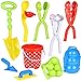 FUN LITTLE TOYS 10 Pcs Beach Sand Toys for Kids, Beach Sand Tools Included Sand Buckets, Shovel, Snowball Sandball Maker, Summer Outdoor Toys Sand Molds for Toddlers