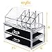 Acrylic Vanity Makeup Storage Organizer - This cosmetic make up organizer is an excellent holder for jewelry brush sponge and other beauty items! great for any bathroom countertop! Spacious box case drawers organizers accommodate for brushes and more