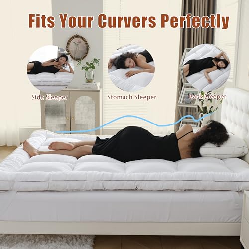 WhatsBedding 3 Inch Memory Foam Mattress Topper Queen Size, Supportive Fluffy Shredded Memory Foam Filled Pillow Top, Extra Soft Bed Topper, 60x80 in, 1700 GSM Fill