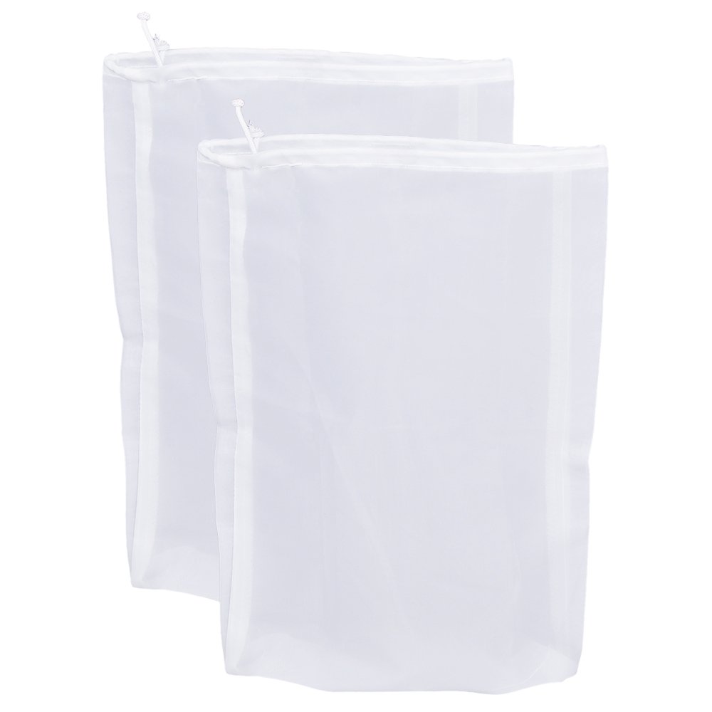 Therpin Reusable Nylon Fine Mesh Food Strainer Bag, All Purpose Food Grade Filter for Almond Milk, Coffee, Home Brewing, Hop, Juice (32cm x 22cm, 2 Pcs)