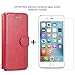 TUCCH iPhone 7 Case, Leather Wallet Phone Case [Card Slot] [Flip] [Wallet] [Stand] [Wrist Strap] Carry-All Case Compatible with iPhone 7 (4.7 Inch), Red