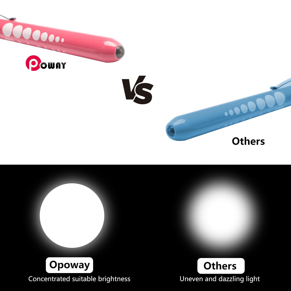 Nursing Penlight with Pupil Gauge 2 Pack LED Medical Pen Lights for Nurses Doctors EMTs Pen Light Medical LED Penlights for Nurse Pink and Purple with 4 Batteries White Light