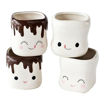 Cute Marshmallow Shaped Hot Chocolate Mugs-Ceramic-Set of 4