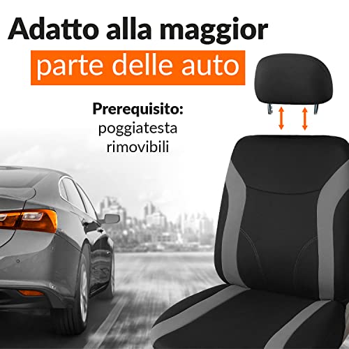 Upgrade4cars Universal Front Car Seat Covers Black Grey | Universal Seat Cover Set for Driver and Passenger | Interior Car Accessories