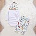 3Pcs Newborn Baby Boys Cute Little Brother Romper+Long Animal Tree Pants+Hat Playwear Bodysuit Set (White, 0-6Month)