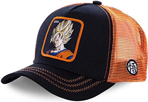 LVGUMM Dragon Ball Z Mesh Hat Goku Baseball Cap Black & Yellow Curved Brim Snapback Cap Gorras Casquette Dropshipping