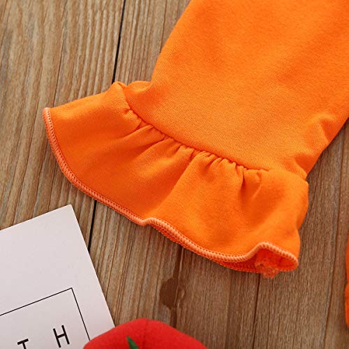 Halloween Baby Girls Outfit Toddler Long Sleeve Top Blouses Flare Pants Pajamas Clothes Set Pumpkin Printed 2 Pieces Yellow 18-24M