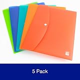 Oxford A4 Plastic Wallets Pack of 5 Assorted Colours view 2