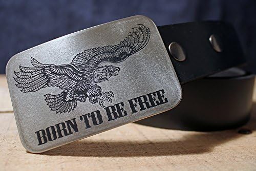 American Eagle BORN FREE Etched Metal Belt Buckle