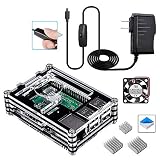 Smraza Raspberry Pi 3 B+ Case with Fan, 5V 2.5A Power Supply and 3 Heat Sinks for Raspberry Pi 3 Model B+ (B Plus), 3B, 2B