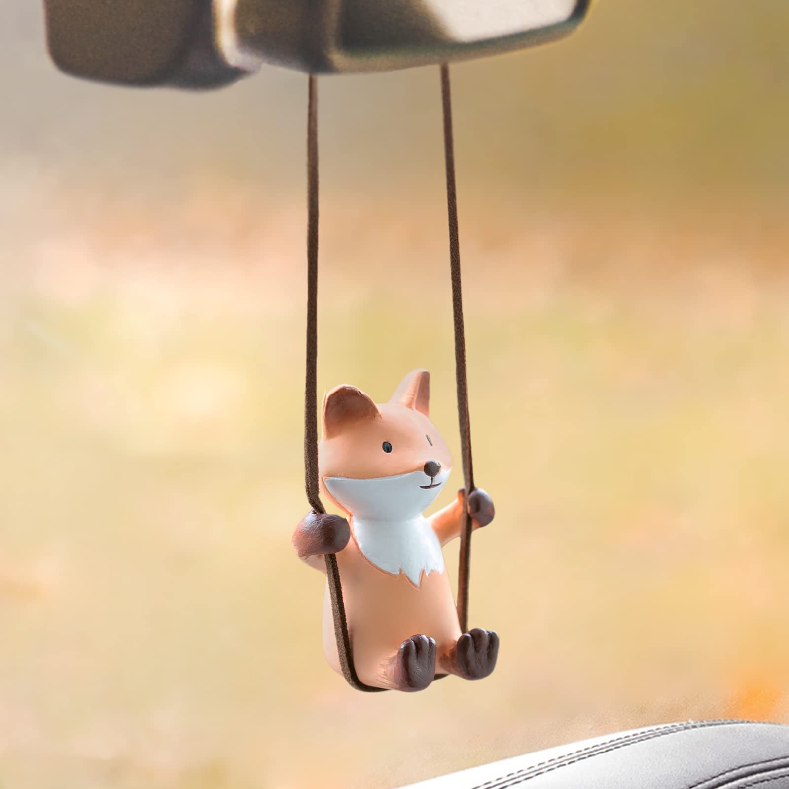 Photo 1 of YGMONER Cute Swinging Fox Car Rear View Mirror Hanging Accessories Funny Car Interior Decor Gifts for Women Men (Fox)