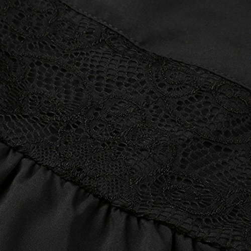 Womens Vintage Steampunk Goth Lace Party Skirt Front Button High Low Party Skirt (Black, XL) - Thumbnail 3