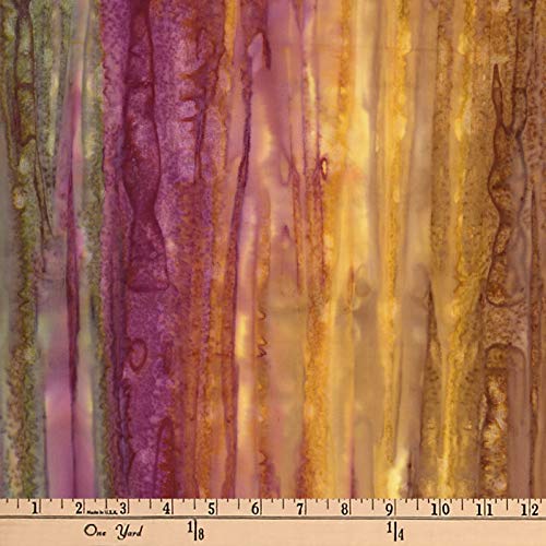 Textile Creations Semarang Indonesian Hand Dye Vertical Stripe Purple/Gold/Brown Fabric,