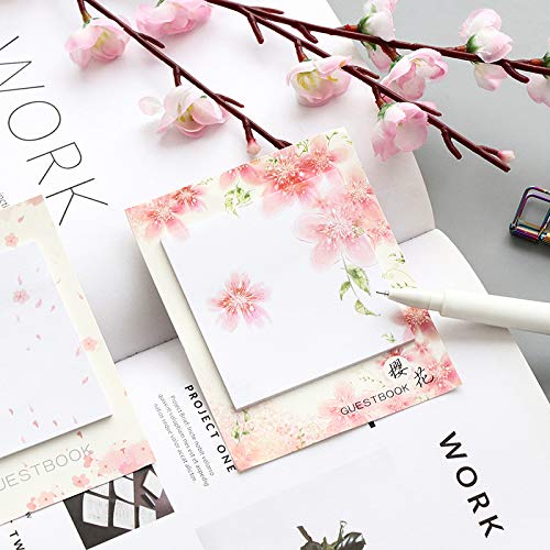 RIANCY Cute Oriental Cherry Sticky Notes, Memo Self-Stick Notes, Things to Do List Notepad, Schedule Marker, 30 Sheets per Pad (Sakura,Pack of 8) - Thumbnail 2