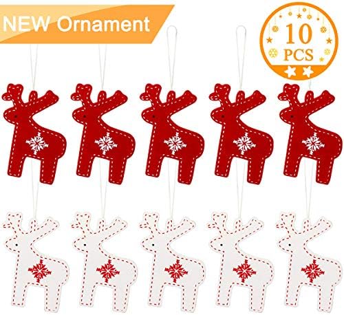 Jolik 10pcs Reindeer Wooden Christmas Ornaments - Handmade DIY Craft Christmas Tree Hanging Tags Pendant