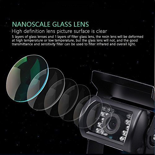 Camecho Achteruitrijcamera, 4-polige aansluiting, waterdichte camera, 12 V, 24 V, nachtzicht, voor auto, bus… - Afbeelding 5
