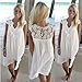 Vovotrade Ladies Boho Sleeveless Womens Loose Summer Beach Lace Dress (S, White)