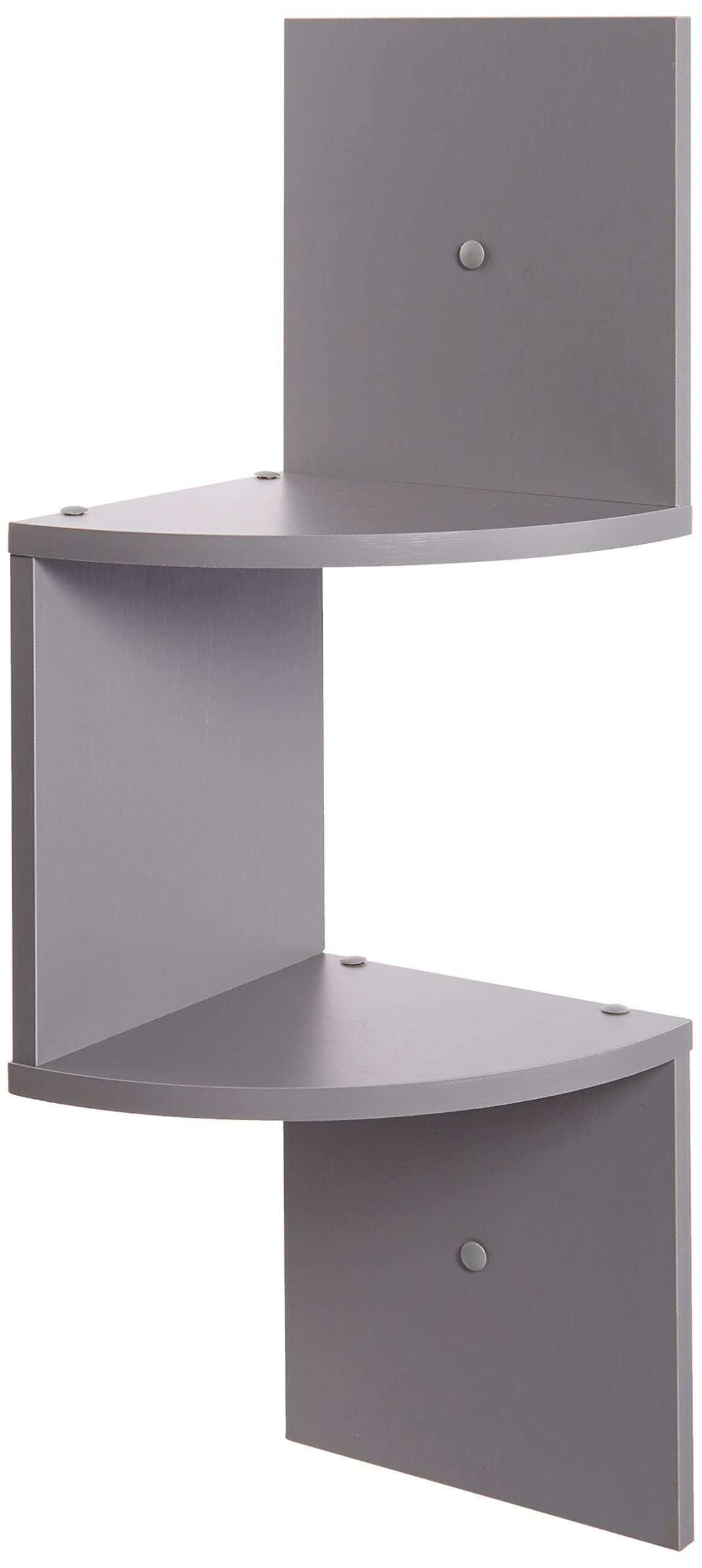 Greenco 2-Tier Corner Shelves, Gray Finish | Corner Shelf Floating Wall-Mounted Home Decor Set | Corner Wall Shelf | Living Room, Bedroom, Bathroom, Office, House Decorations Organizer