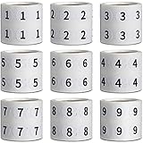 4500 Pieces 9 Rolls Circle Number Sticker 1-9
