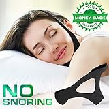 Snoring chin strap-Simple and Comfortable Stop Snoring Sleep Aid device--Natural and Instant Snore Relief –Fully Adjustable anti snore chin strap for Men &Women (Black-03)