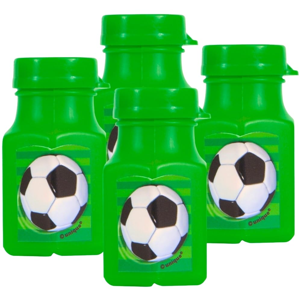 Green 3D Soccer Mini Bubble Bottles (13cm x 102cm) - Perfect for Parties, Gifts & Collectibles - 4ct