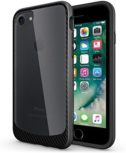 Apple iPhone 7 Case: Clear Slim Mobile Phone Cover- Non-Slip Armor Bumper Case- Black-TPU &amp; PC Protective Sheath For iOS Phones–Flexible, Transparent &amp; Heavy Duty-2 Protective Glasses Included
