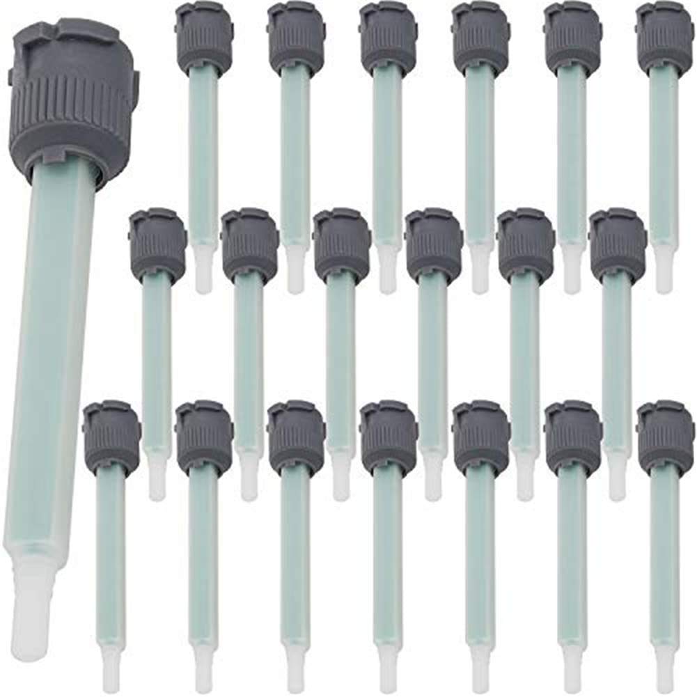 feedal Epoxy Mixing Nozzle Tip, Resin Mixer Adhesive Gun Nozzles for Mix, Gun Applicatior for 50ml AB Glue Cartridge Glue Gun 20 pcs (1:1 Applicator Ratios)